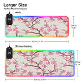 Cherry Tree Wireless Charging Mouse Pad for Mobile Phone Extra Large Gaming Mousepad with 13 Lighting Modes Computer Mat for Gaming MacBook PC Laptop Desk Office Home